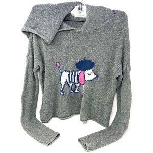 ABERCROMBIE KIDS Grey/Pink Poodle Sweater Hoodie